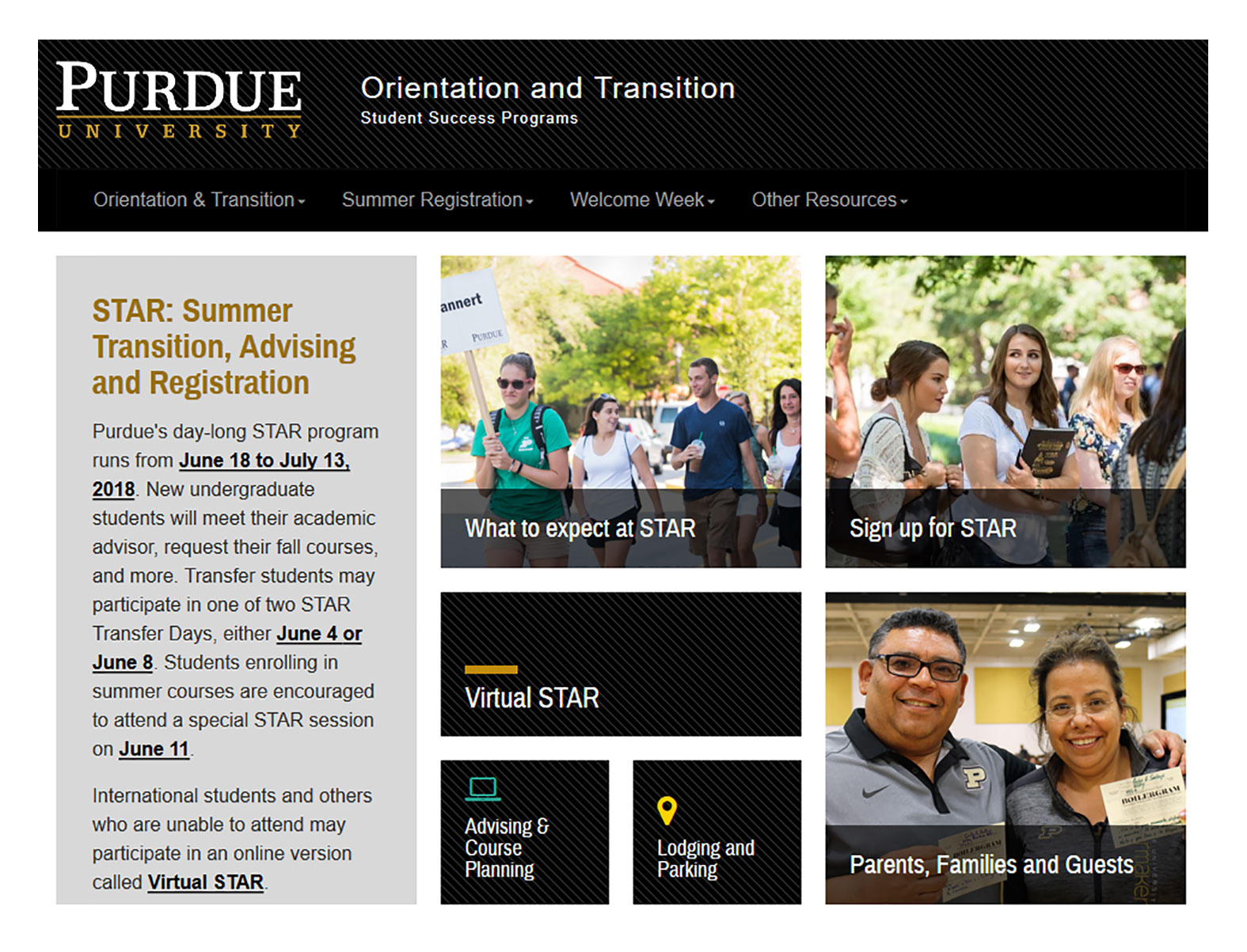 Purdue University Summer Transition, Advising, and Registration Program