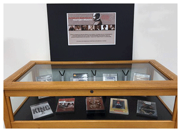 Black History Month display case in Hicks Library