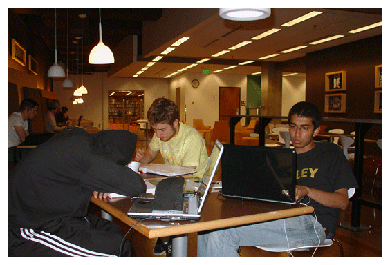 Engineering students studying in UnderGrounds