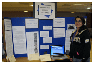 English 106 Class studnet display with Tracy Guerre