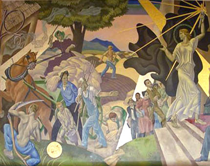 First panel of the mural